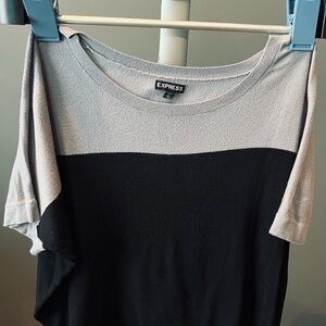 Express Gray and Black Color Block T-Shirt
